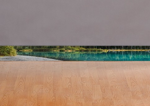 Plinthes personnalisées paysage lac turquoise